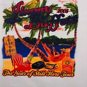 NWOT RARE 2008 JIMMY BUFFETT CONCERT TEE THE YEAR OF STILL HERE TOUR GRAPHIC XL